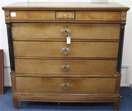 A Danish inlaid oak chest of drawers W.127cm